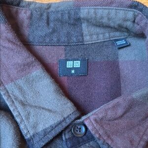 Uniqlo Men's Casual Button Down Shirt - Brown and Gray